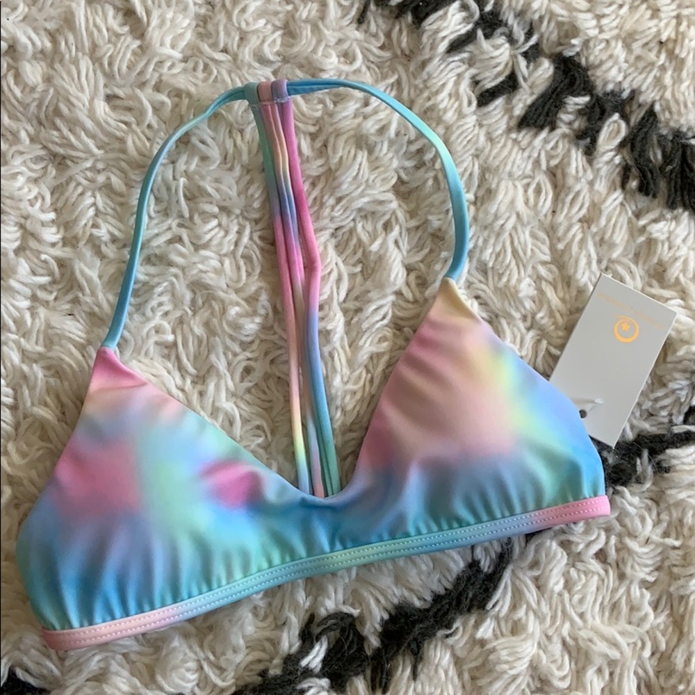 Plumeria tie dye swimsuit top